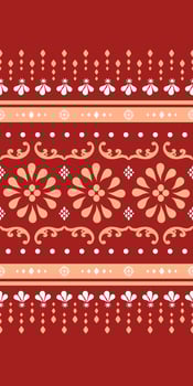Elegance Red Rich Classy Scroll Embroidery Arabian Night Seamless Pattern. print striped, ornament floral, design for wrapping, silk, scarf, background, textile, carpet, rug, texture, hand draw vector