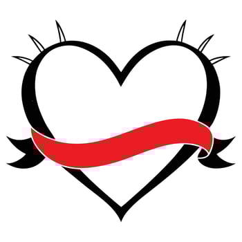 Elegant Ribbon Wrapping a Large Love Icon. vector