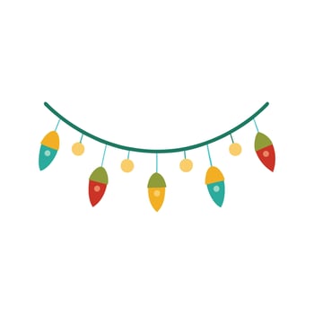 Christmas Lighted Garland Strand Silhouette on White Background vector