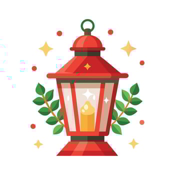 Christmas Lantern Black Silhouette Minimalist Design on White vector