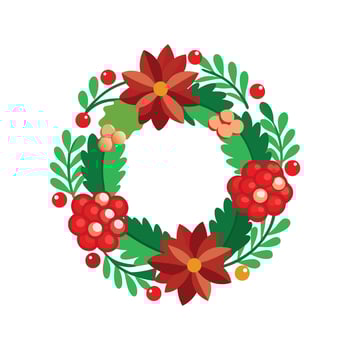 Red Berry and Pinecone Wreath Christmas Festive Decoration vector