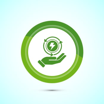 Renewable energy icon design illustration. Renewable power sign symbol, Green Color Button Design vector