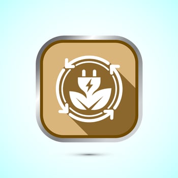 Renewable energy icon design illustration. Renewable power sign symbol, Gold Shadow Button Design vector