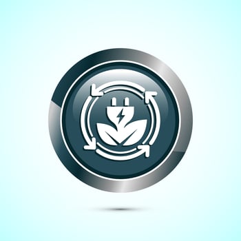 Renewable energy icon design illustration. Renewable power sign symbol, Gray Color Round Button Design vector