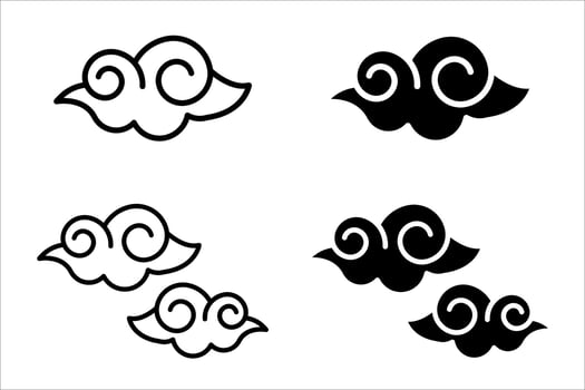 Chinese clouds new year simple icon. Japanese holiday decoration. Asian festival illustration. Oriental sky ornament. vector