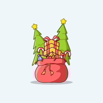 Santa's Sack Christmas Elements Christmas Decoration. Cartoon Illustration vector