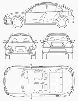 Car blueprint for branding or advertising. vector