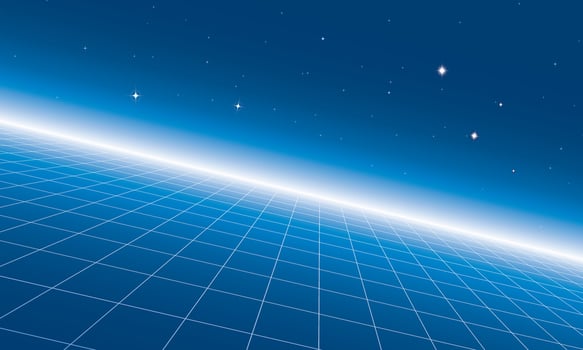 Futuristic Blue Grid with Starry Horizon vector