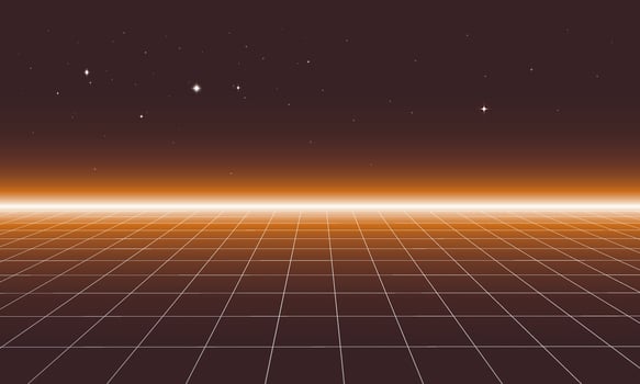 A glowing orange grid under a starry night vector