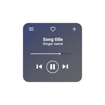 Gradient music player UI for easy song and playlist control. vector