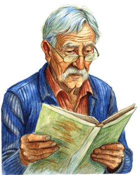 Grandpa Reading About the World png