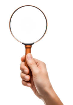 Hand Holding Magnifier Isolated on Transparent Background png