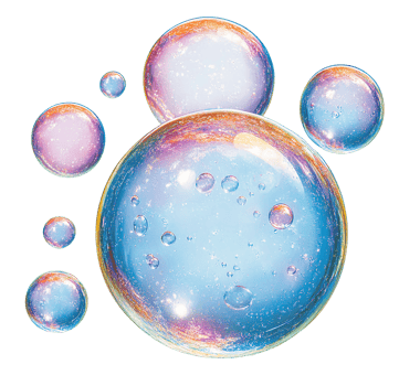 Whimsical Iridescent Bubble Cluster on Transparent Background png