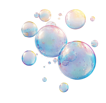 Dreamy Floating Bubbles with Rainbow Sheen on Transparent Background png