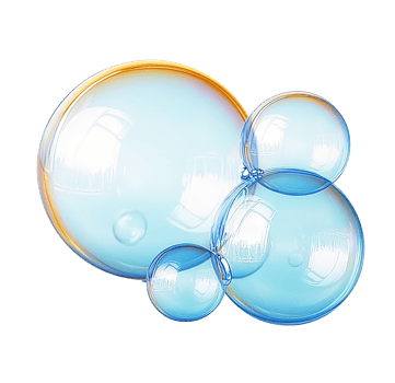 Blue soap bubbles cluster on transparent background png