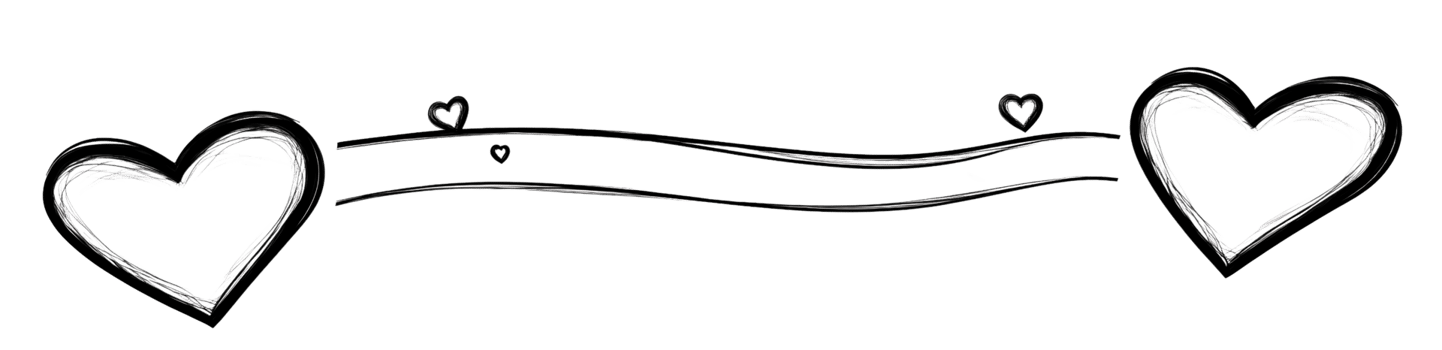 Hand drawn hearts connected by lines on transparent background png