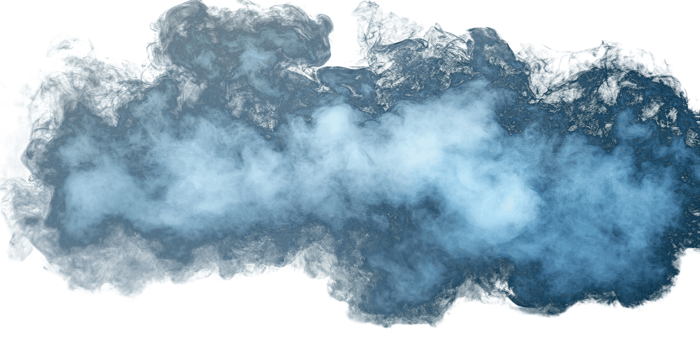 Blue smoke cloud on transparent background png