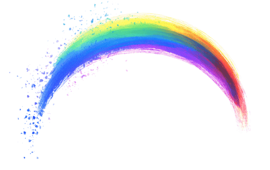 Rainbow arc with sparkling trail on transparent background png