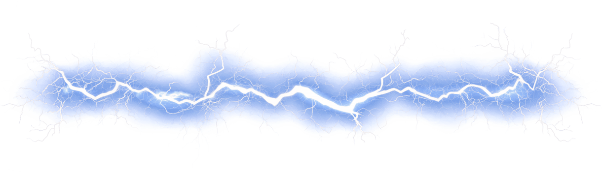 Blue lightning bolt energy on transparent background png