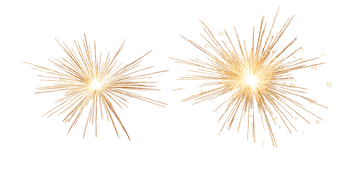 Golden sparkler burst on transparent background png