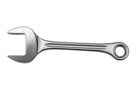 Metal wrench open end ring spanner tool isolated on black png