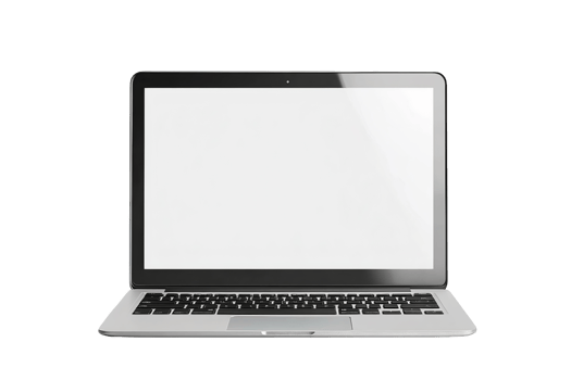 Realistic Silver Laptop with Empty Monitor on Transparent Background png