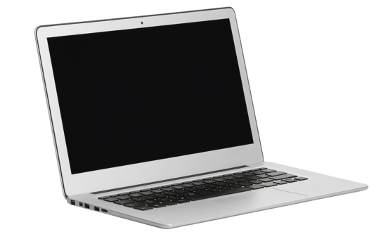Silver laptop computer on transparent background png