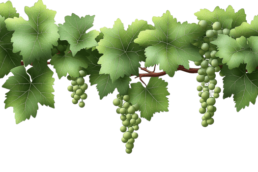 Green grapes vine illustration on transparent background png