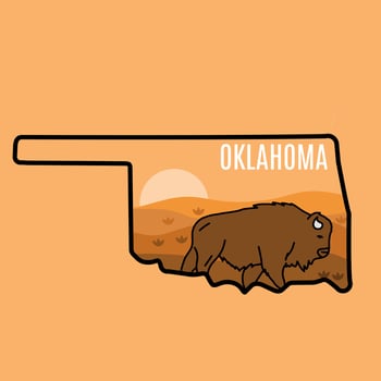 Oklahoma Bison With Nature Scenery Perfect for Print, Apparel, Sticker, etc vector