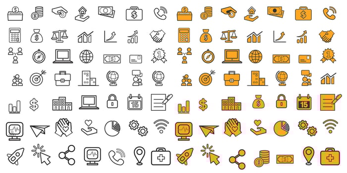 Business Project line Editable Icons set. illustration in white background modern style of business related icons. vector