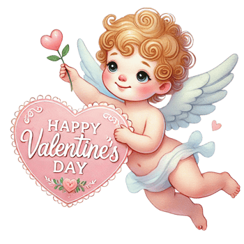 Cute angel with heart for Valentine's Day celebration. Valentine's cartoon character. png
