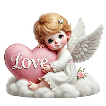 Cute angel with love heart, perfect for Valentine's Day themes. Valentine's cartoon character. png