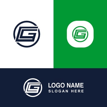 Creative G logo template with green circle. vector