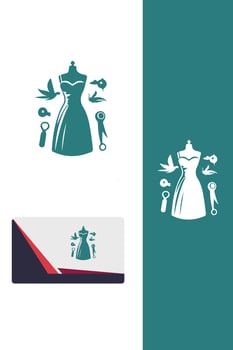 Seamless Couture dress maker logo vector