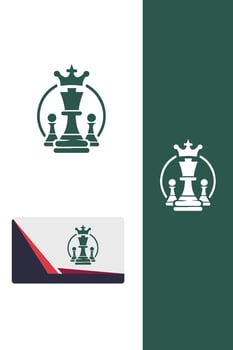 Crowned Victory chess queen logo vector