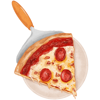 Watercolor Illustration of Pepperoni Pizza Slice png