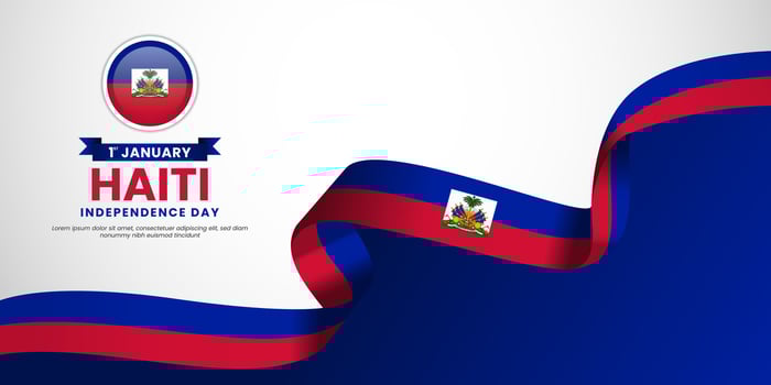 haiti Independence Day illustration background with waving ribbon flag vector