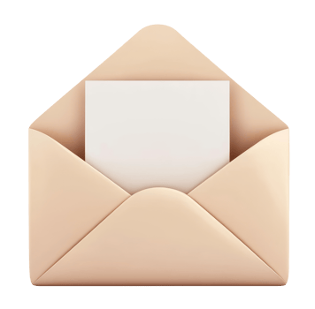 Illustration of an open envelope with blank white paper isolated on transparent background png