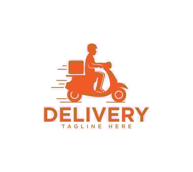 Delivery and Courier Boy Riding Motorbike Logo vector