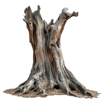 A tree with roots on a black background png