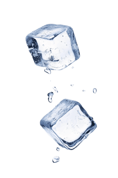 Two ice cubes are shown on a black background png