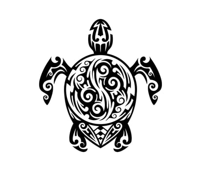 Maori tribal turtle reptile animal tattoo shape vector