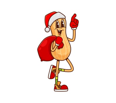 Christmas peanut nut character wearing Santa hat vector