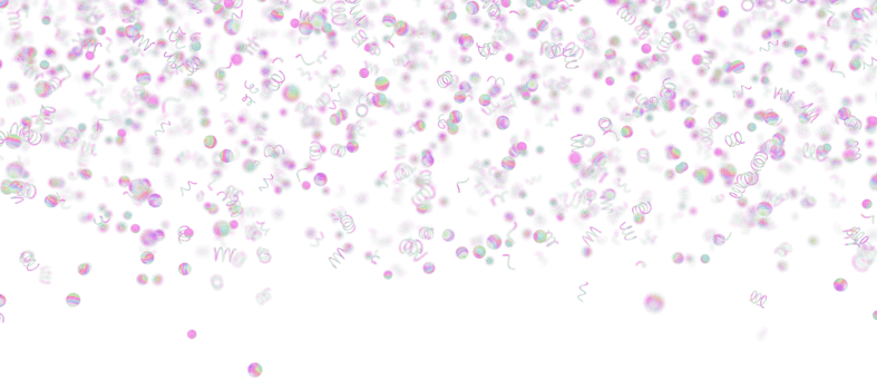 Rainbow confetti falling down, on transparent background. Perfect for party, celebration or festive-themed projects. Vibrant, playful header, panoramic element. Birthday, event for kids. 3D render. png