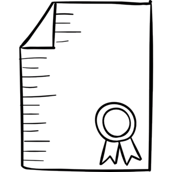 A black and white drawing of a certificate png
