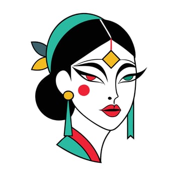 A woman with a headdress and earrings vector