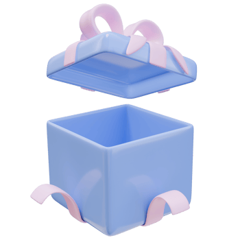 3D Icon Open Gift Box Ribbon Bow. Holiday, Congratulations Concept. 3D Illustration Design Web Mobile App png