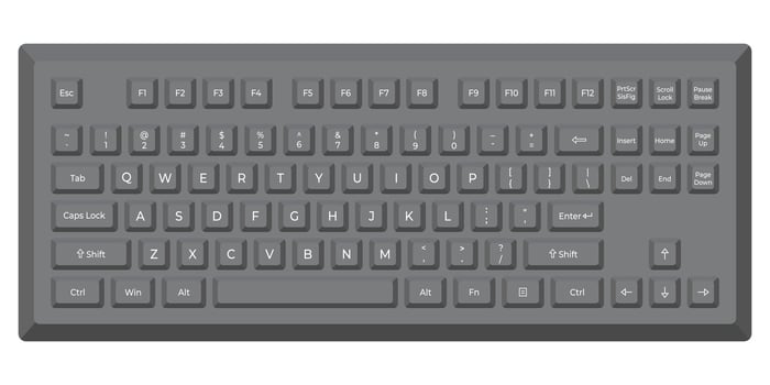 Black keyboard with letters in minimalistic volume style vector