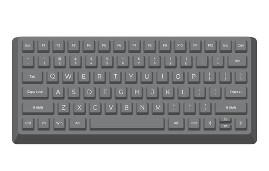 Black keyboard with letters in minimalist voluminous style vector