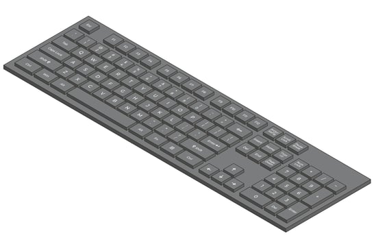 Black isometric keyboard with numpad and letters in minimalistic volumetric style vector
